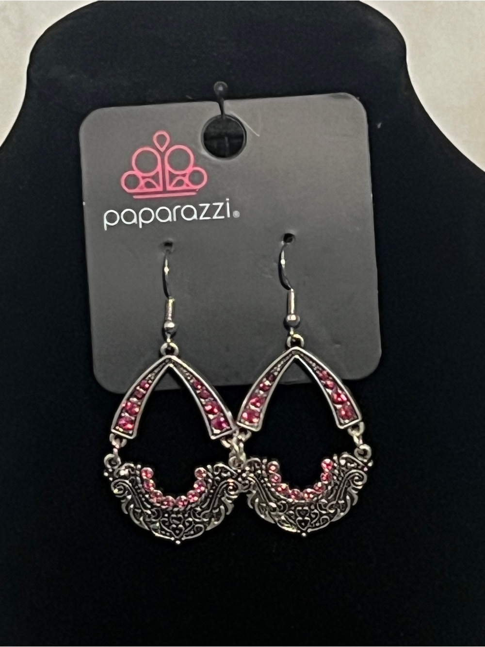 Paparazzi Pink Filigree Teardrop Earrings